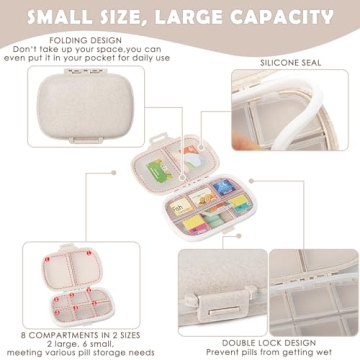 GIURKUU Foldable Moisture-Proof Pill Organizer for Travel