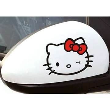 2pcs Auto Car Mirror Hello Kitty Vehicle Decor Stickers