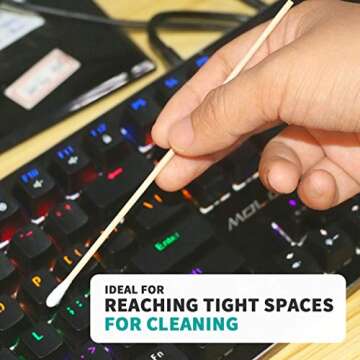 Yinghezu 200 Pcs Count 6" Inch Long Cotton Swabs with Wooden Handles Cotton Tipped Applicator, Cleaning with Wood Handle for Oil Makeup Gun Applicators, Eye Ears Eyeshadow Brush and Remover Tool