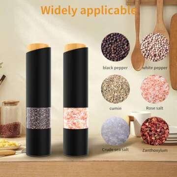 Electric Salt and Pepper Grinder Set with Adjustable Coarseness