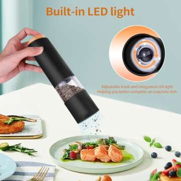 Electric Salt and Pepper Grinder Set with Adjustable Coarseness