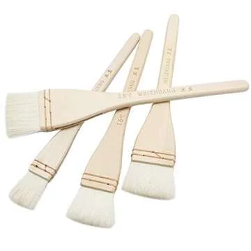 Longdex Creative Mark Hake Paintbrush Set 4PCS Professional Soft White Goat Hair Stitch-Tied Brushes for Wash, Background Work,Watercolor and Ceramic Pottery