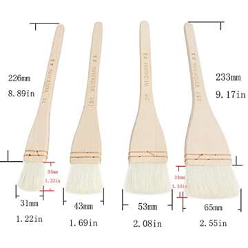 Longdex Creative Mark Hake Paintbrush Set 4PCS Professional Soft White Goat Hair Stitch-Tied Brushes for Wash, Background Work,Watercolor and Ceramic Pottery