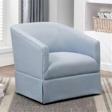 Home Square Polyester Fabric Swivel Accent Chair in Sky Blue - Set of 2