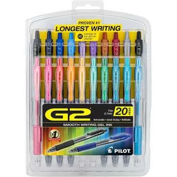 Pilot G2 Premium Gel Ink Pens - 20 Count Assorted Colors