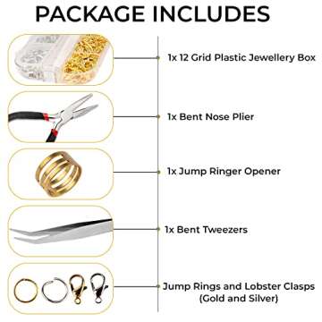 Anzlah Jewelry Making Kit with 1200 Jump Rings and Pliers