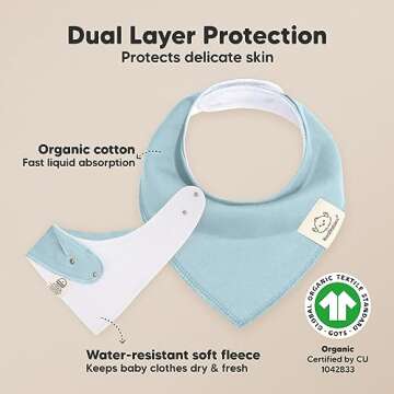 8-Pack Organic Baby Bandana Drool Bibs for Girls - Super Absorbent Baby Bibs for Baby Girls, Baby Bo...