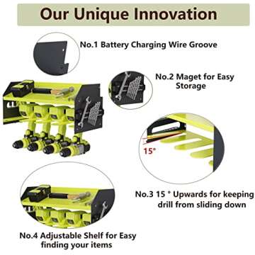 Luffioner Drill Storage Rack，Power Tool Organizer Drill Holder Wall Mount， Drill Organizer for G...