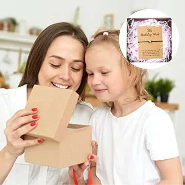 WATINC 9th Birthday Wish Bracelet, Adjustable Star Cord Bracelets with Make A Wish Cards, Friendship Simple Handmade Birthday Gift for Daughter Friends Sister