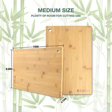 Eterish 15x10’’ Bamboo Wood Cutting Board for Meat, Butcher Block, Cheese, Vegetable, Fruit, BBQ...