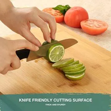 Eterish 15x10’’ Bamboo Wood Cutting Board for Meat, Butcher Block, Cheese, Vegetable, Fruit, BBQ - Wooden Cutting Boards for Kitchen - Charcuterie Chopping Board Serving Tray