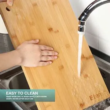 Eterish 15x10’’ Bamboo Wood Cutting Board for Meat, Butcher Block, Cheese, Vegetable, Fruit, BBQ - Wooden Cutting Boards for Kitchen - Charcuterie Chopping Board Serving Tray