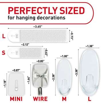 Command Clear Variety Pack, Including 8 Pairs of Picture Hanging Strips, 4 Clear Wire Hooks and 11 W...