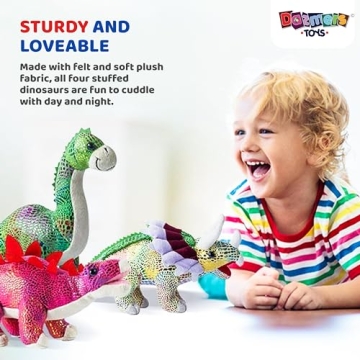 Plush Dinosaur Stuffed Animal Set of 4 Soft Snuggly Toys