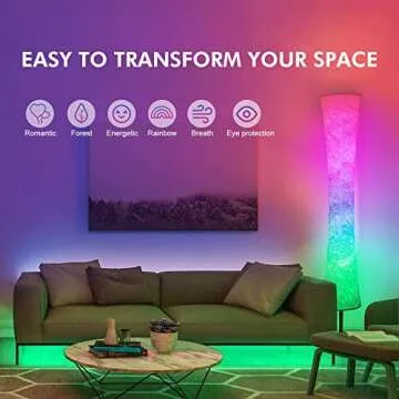 AKT LIGHTING Smart Floor Lamp, RGB Color Changing LED Lamp, App Control Modern Floor Lamp with DIY Mode and Music Sync, Standing Lamp with White Fabric Shade for Living Room, Bedroom and Play Room