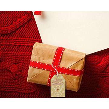 100 Pack Brown Kraft Paper Christmas Gift Tags， Xmas Brown Kraft Gift Tags with Jute Twine Baker Twine for DIY Xmas Holiday Present Wrap Stamp and Label Package Name Card