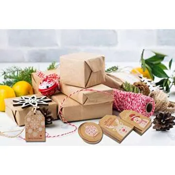 100 Pack Christmas Gift Tags with Jute Twine for Holiday Gifts