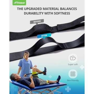 Trideer Stretching Strap Yoga Strap Physical Therapy for Home Workout, Exercise, Pilates and Gymnastics, 10 Loops Non-Elastic Stretch Bands with Aesthetic Packaging for Women & Men (Black)