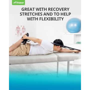 Trideer Stretching Strap Yoga Strap Physical Therapy for Home Workout, Exercise, Pilates and Gymnastics, 10 Loops Non-Elastic Stretch Bands with Aesthetic Packaging for Women & Men (Black)