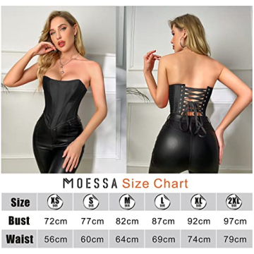 Moessa Women's Satin Corset Top - Elegant Strapless Bustier Fashion