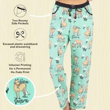 Lazy One Pajamas for Women, Cute Pajama Pants and Top Separates, Pasture Bedtime, Horse, Animal