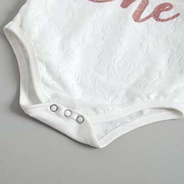 Baby Girls My 1st Birthday Outfits Long Sleeve Floral Lace Romper + Tutu Skirt + Headband Set (Pink, 9-12 Months)