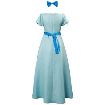 Sinastar Women Dress Blue Costume Cosplay Girls Summer Dress Blue Dresses With Belt Bow Headwear Halloween Suit Adult
