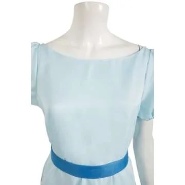 Sinastar Women Dress Blue Costume Cosplay Girls Summer Dress Blue Dresses With Belt Bow Headwear Halloween Suit Adult