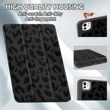 Deokke Compatible with iPad Pro 11 Inch M4 Case 5th Gen(2024) with Pencil Holder TPU Back Case Auto Sleep/Wake Cover with iPad Pencil Charging Cute Women Men Girls-Black Purple Leopard Cheetah
