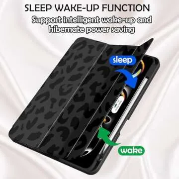 Deokke Compatible with iPad Pro 11 Inch M4 Case 5th Gen(2024) with Pencil Holder TPU Back Case Auto Sleep/Wake Cover with iPad Pencil Charging Cute Women Men Girls-Black Purple Leopard Cheetah