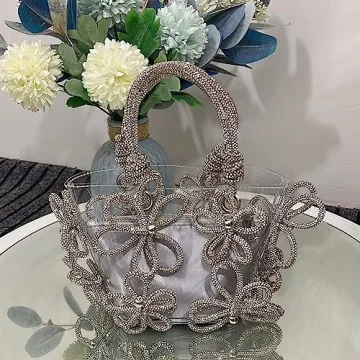 Clear Flower Rhinestone Handbag - Chic Evening Clutch