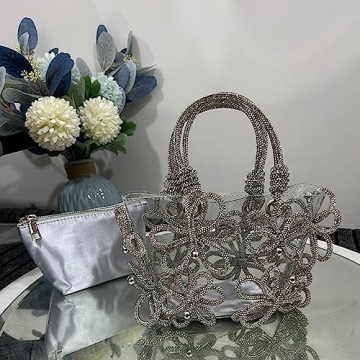 Clear Flower Rhinestone Handbag - Chic Evening Clutch