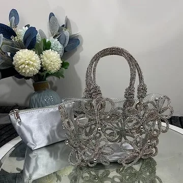 Clear Flower Rhinestone Handbag - Chic Evening Clutch