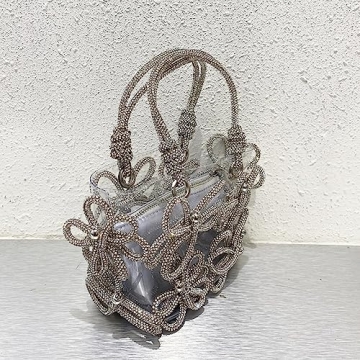 Clear Flower Rhinestone Handbag - Chic Evening Clutch