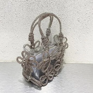 Clear Flower Rhinestone Handbag - Chic Evening Clutch