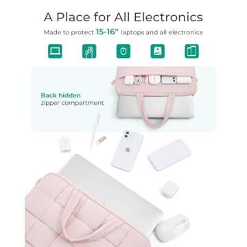 BAGSMART 15.6 Inch Laptop Case, Lightweight Puffy Laptop Sleeve with Handle, Macbook Case Sleeve Fitted with MacBook Air Pro 15 16 Inch M4 M3 M2 M1, Laptop Bag for Women Fitted with Dell,HP, Black