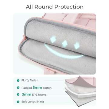 BAGSMART 15.6 Inch Laptop Case, Lightweight Puffy Laptop Sleeve with Handle, Macbook Case Sleeve Fitted with MacBook Air Pro 15 16 Inch M4 M3 M2 M1, Laptop Bag for Women Fitted with Dell,HP, Black