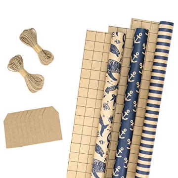 Stylish RUSPEPA Wrapping Paper Rolls with Tags and String
