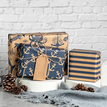 Stylish RUSPEPA Wrapping Paper Rolls with Tags and String