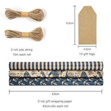 Stylish RUSPEPA Wrapping Paper Rolls with Tags and String