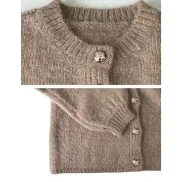 SeekMe Womens Cardigan Sweaters Casual Lightweight Long Sleeve Button Up Knit Oversized 2024 Fall Outwear (0006-AshBrown-XSmall)