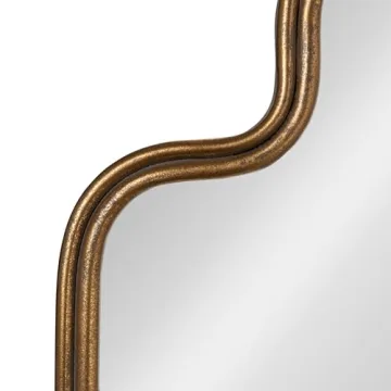 Creative Co-Op Wavy Scalloped Arched Metal Framed Wall Mirror, Gold