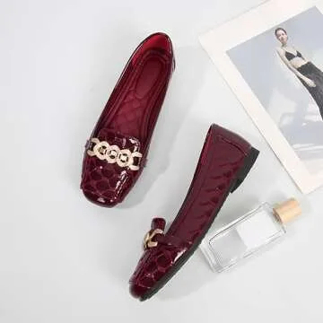 QXCXINGDY Women's Loafers Flats Casual Comfort Ladies Walking Shoes Moccasin Penny Loafers Slip On Work Shoes Wine red - 7.5