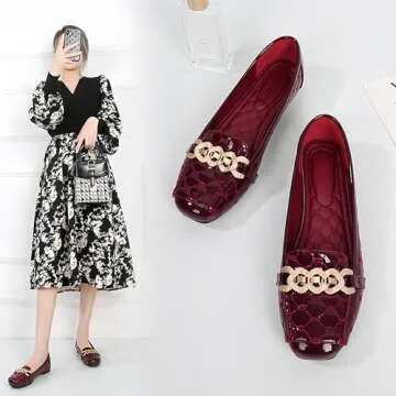 QXCXINGDY Women's Loafers Flats Casual Comfort Ladies Walking Shoes Moccasin Penny Loafers Slip On Work Shoes Wine red - 7.5