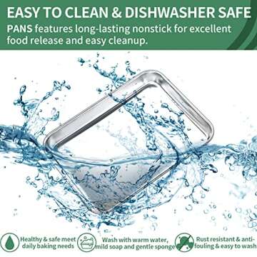 Baking Sheets Set of 2, HKJ Chef Cookie Sheets 2 Pieces Stainless Steel Baking Sheet & Toaster Oven Tray Pans, Rectangle Size 10L x 8W x 1H inch & Non Toxic & Healthy & Easy Clean