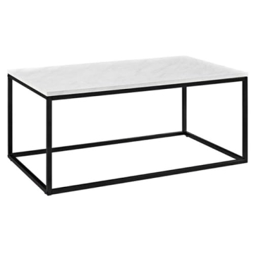 Walker Edison Modern Marble and Metal Frame Open Rectangle Coffee Accent Table - 42" Living Room Ott...