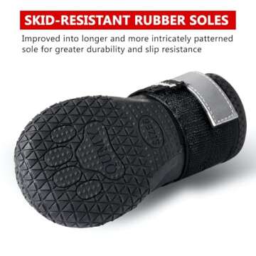 QUMY Dog Shoes for Large Dogs, Medium Dog Boots & Paw Protectors for Winter Snowy Day, Summer Hot Pavement, Water-Resistant in Rainy Weather, Outdoor Walking, Indoor Hardfloors Skid-Resistant Sole