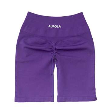 AUROLAus Workout Biker Shorts for Women Seamless Scrunch High Waist Gym Yoga Active 7.5" Bike Shorts