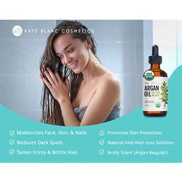 Kate Blanc Cosmetics Argan Oil for Hair, Face & Skin from Morocco. Promotes Hair Growth (4oz, USDA C...