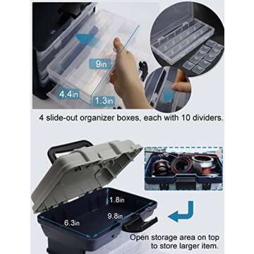 Ducurt Tackle Box Fishing Box Organizer Large Tackle box Organizers and Storage 4 Layers Tacklebox